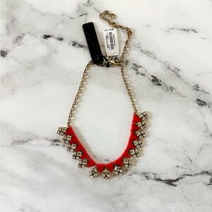 J.Crew Womens Gold Chain Red Triangle & Rhinestone Statement Necklace